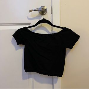 Black Half Sleeve Crop Top